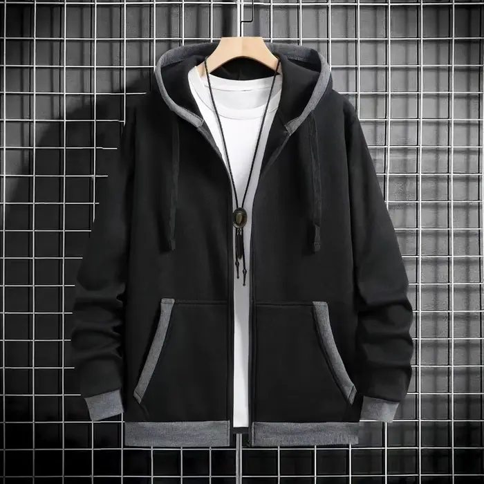 Cardigan épais à capuche et fermeture éclair pour homme, vêtement d'extérieur décontracté, sweat-shi