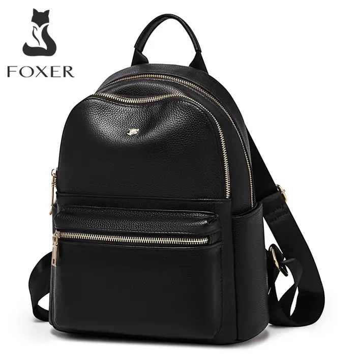 Sac à dos en cuir véritable pour femmes de la marque FOXER, sac à bandoulière de voyage tendance 202