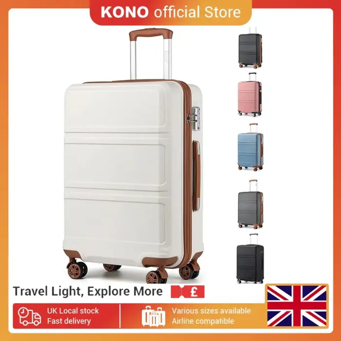 Kono Valise d'habitacle légère – Coque rigide ABS 20/24/28 pouces, convient à EasyJet sous le siège,