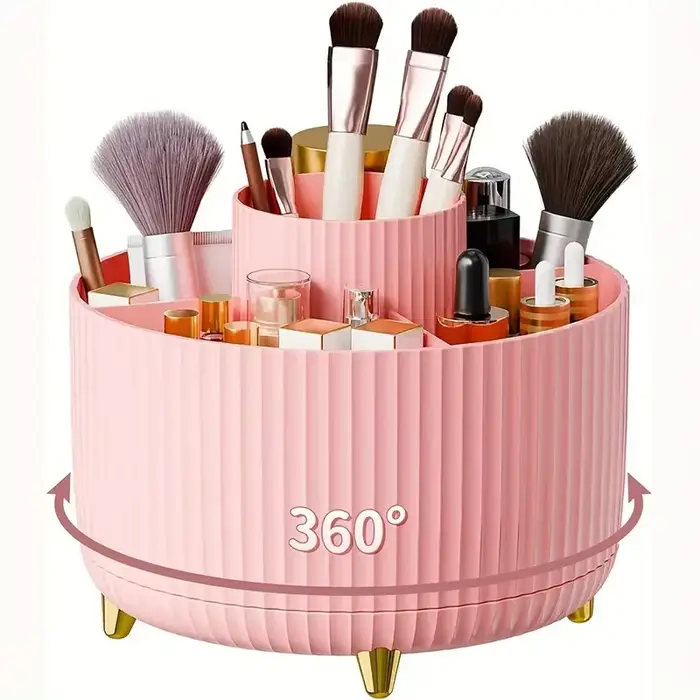 360 °   Boîte de rangement rotative pour outils de maquillage, organisateur de bureau, porte-pinceau