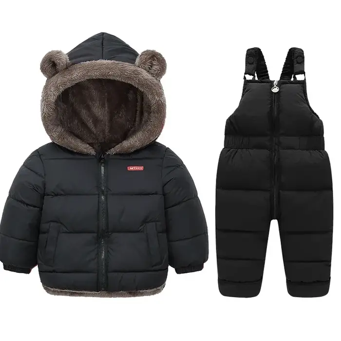 Ensemble de vêtements d'hiver pour enfants, manteaux en molleton d'agneau + pantalons en duvet, 2 pi