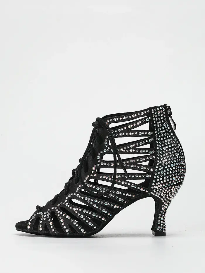 Ailove chaussures de danse à talons hauts de 7.5CM confortables en cristal satiné pour femmes, chaus