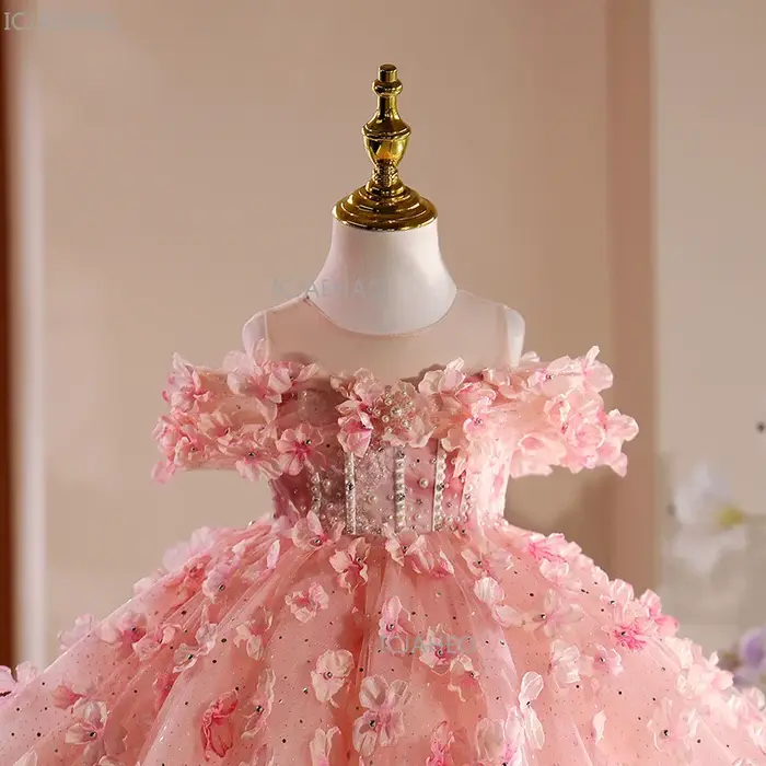 Robe florale pour le premier anniversaire des filles, tenue de performance, de cérémonie ou de conco