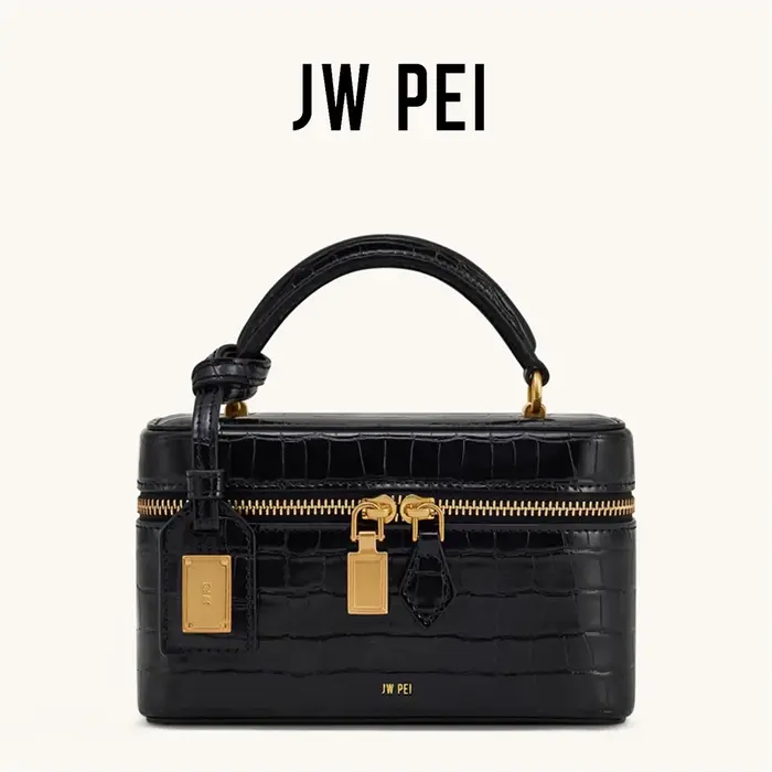Sac à bandoulière vintage français JW PEI en cuir croco gaufré pour femme, petit sac carré, pochette