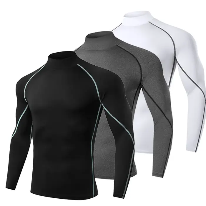T-shirt compression hommes séchage rapide - Haut fitness musculation gym rashgard manches longues
