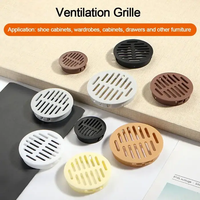 Ventilation de conduit d'air d'armoire ronde, 4 pièces, persienne en plastique, trou de maille, couv