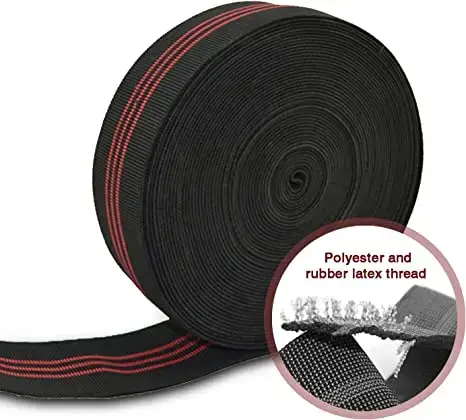 Sangle de chaise noire, élastique, ceinture élastique, 2 "de large, quarante rouleau de 36 pieds/472