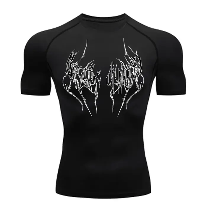 T-Shirt de course à manches courtes pour hommes, chemise de Compression, haut de sport, noir, séchag