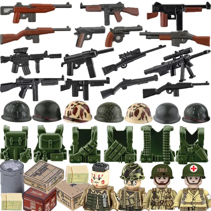 Blocs de construction militaires WW2, figurines de soldats, cadeaux, jouets, armes américaines, gile