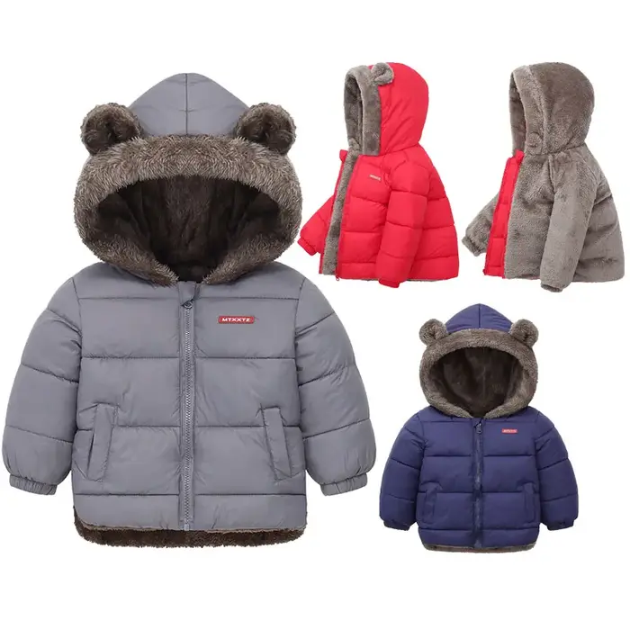 Bébé garçons filles veste à capuche vêtements d'extérieur en coton manteau polaire épais pour enfant