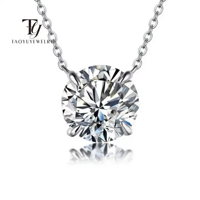 Moissanite Dia 6.5mm 0.5-5CT femme pendentif argent collier pour femmes chaînes fête mariée bijoux f
