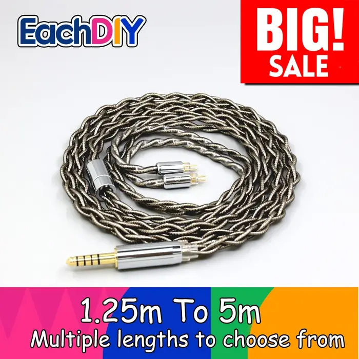 Câble pour écouteurs 99% pur argent palladium + graphène or, pour 0.78mm 2 broches BA W4r UM3X UM3RC