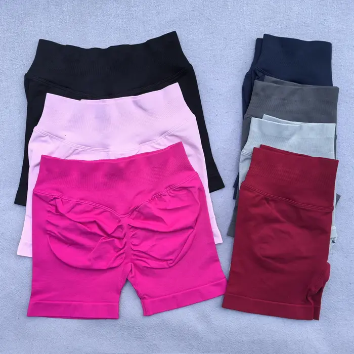 Short de Yoga côtelé sans couture pour femmes, 4.5 pouces, Flex Scrunch Bum, Short de gymnastique, b