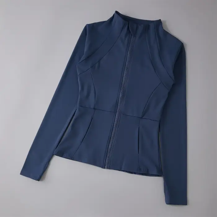 Dessus de Yoga coupe-vent fermeture éclair vestes de course femmes à manches longues course sport sw