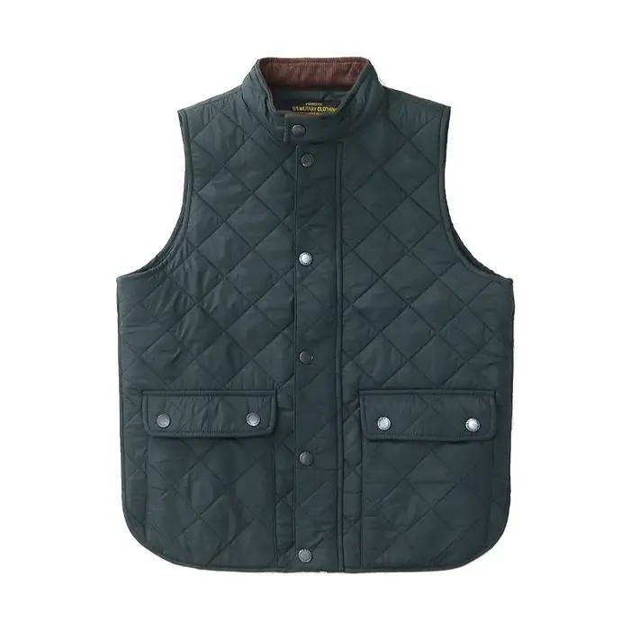 Réplique de gilet en coton matelassé pour hommes, rétro américain décontracté, couleur unie, col mon