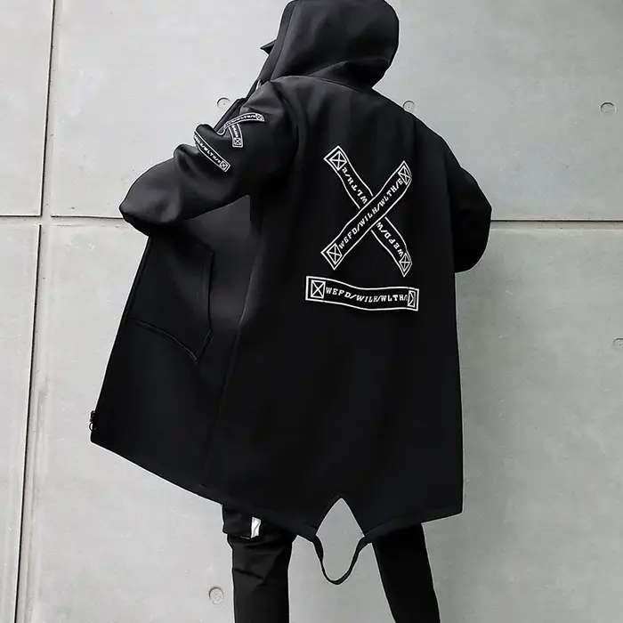 Nouveaux hommes Streetwear noir vestes et manteaux Hip Hop Harajuku à capuche hommes coupe-vent pard