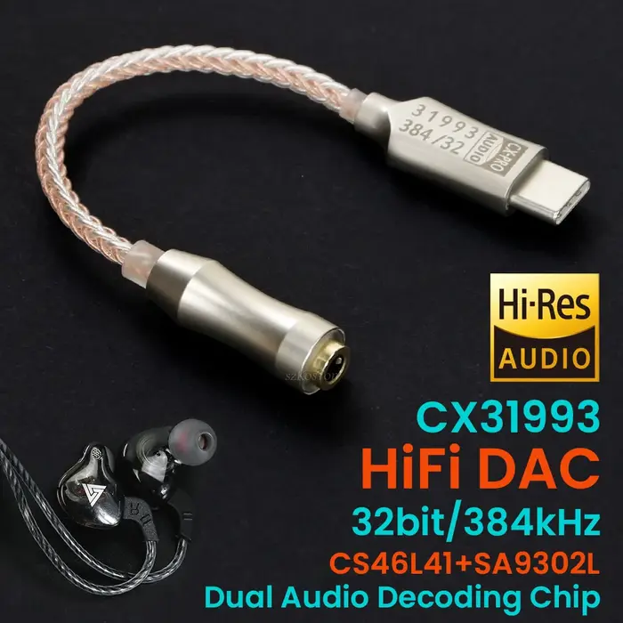 CX31993 USB type-c à 3.5mm interface Audio amplificateur de casque HiFi DAC écouteur amplificateur d