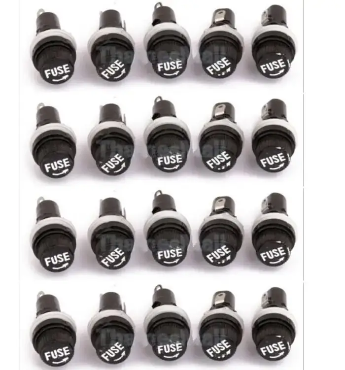 10 pièces 5*20mm porte-fusibles en verre noir tube d'assurance prise porte-fusible pour 5*20 assuran