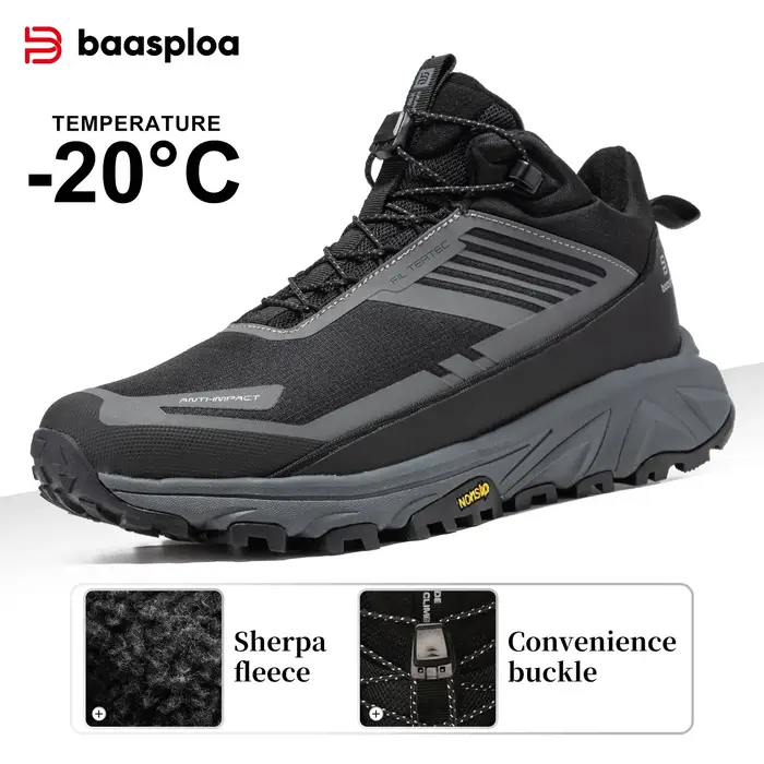 Chaussures de randonnée homme Baasploa imperméables hiver - Confort chaud antidérapant baskets marche