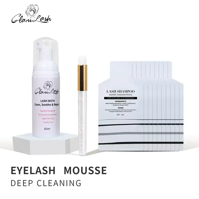 GLAMLASH 5 pièces 5ml mousse nettoyante pour cils pour Extension de cils shampooing concentré avec b