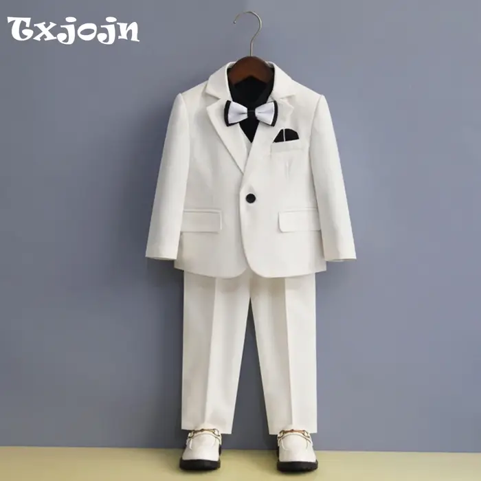 Costumes formels pour enfants, 4 pièces, veste, gilet, pantalon, nœud papillon, Costumes d'hôte, cla