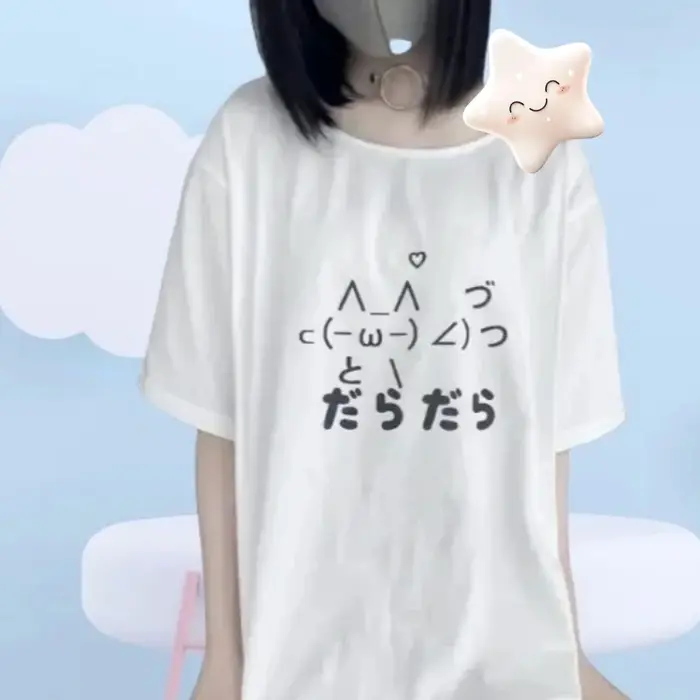 T-shirt manches courtes col rond femme, ample et mignon, esthétique Y2k, décontracté, dessin animé j