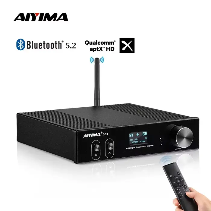 Amplificateur Bluetooth AIYIMA D03 150Wx2 Stéréo HiFi Amplificateur de son Subwoofer USB DAC OLED AP