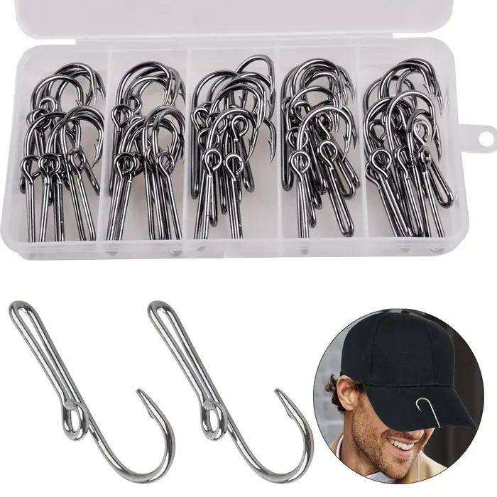 Crochets de pêche personnalisés pour chapeau, crochet de poisson, clip de chapeau, argent, fermoir, 