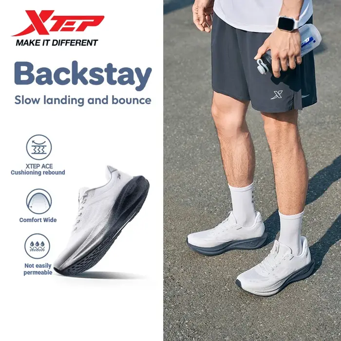 Xtep Backstay Summer pour hommes, chaussures de course antibactériennes confortables, résistantes à 
