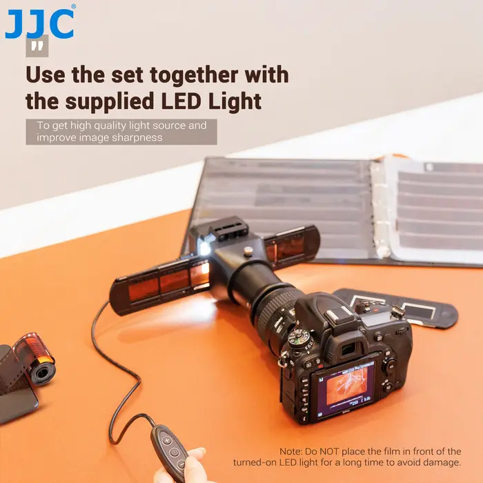 Adaptateur de numérisation de films JJC et kit d'éclairage LED pour scanner les négatifs de films 35