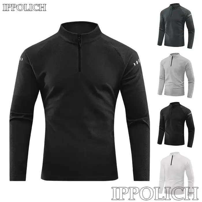 T-shirt réfléchissant à manches longues pour hommes, vêtements de sport, manteau noir respirant, pou