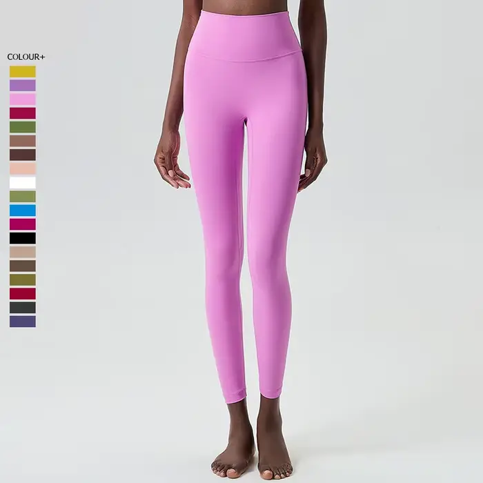 Pantalon de yoga extensible et doux pour femmes, 25 pouces, couleur unie, taille haute, leggings de 