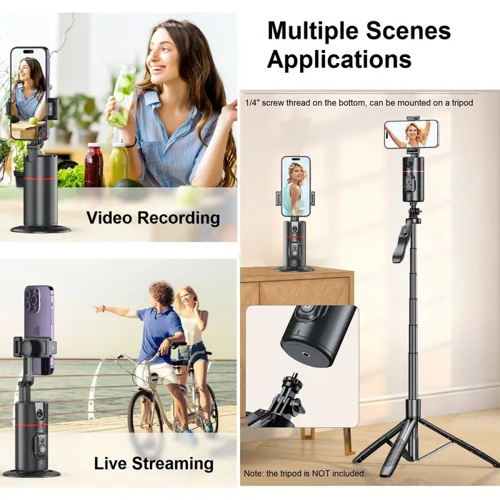 Trépied à suivi automatique du visage, rotation à 360 °, support de téléphone à suivi automatique, t