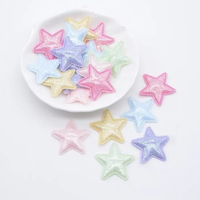 50 pièces 25mm Bling PU cuir étoile Applique pour bricolage fille chapeaux pinces à cheveux décor ac