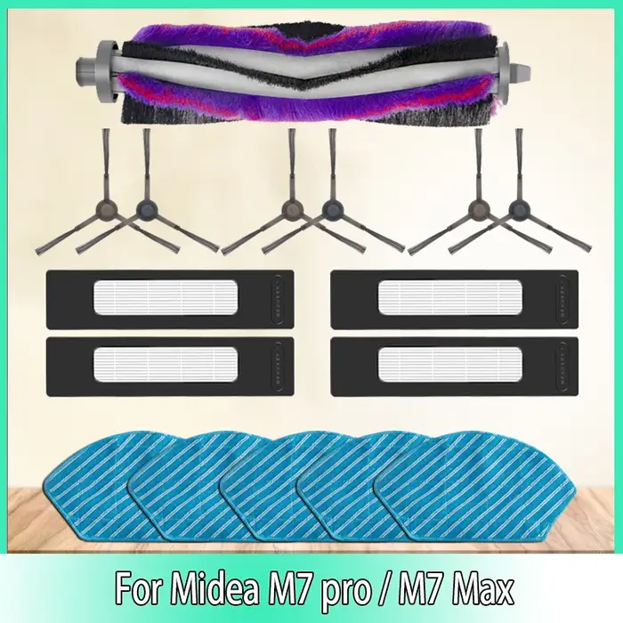 Brosse latérale principale, filtre HEPA, tissu de vadrouille pour Midea M7 PRO /M7 MAX pour Fakir rs