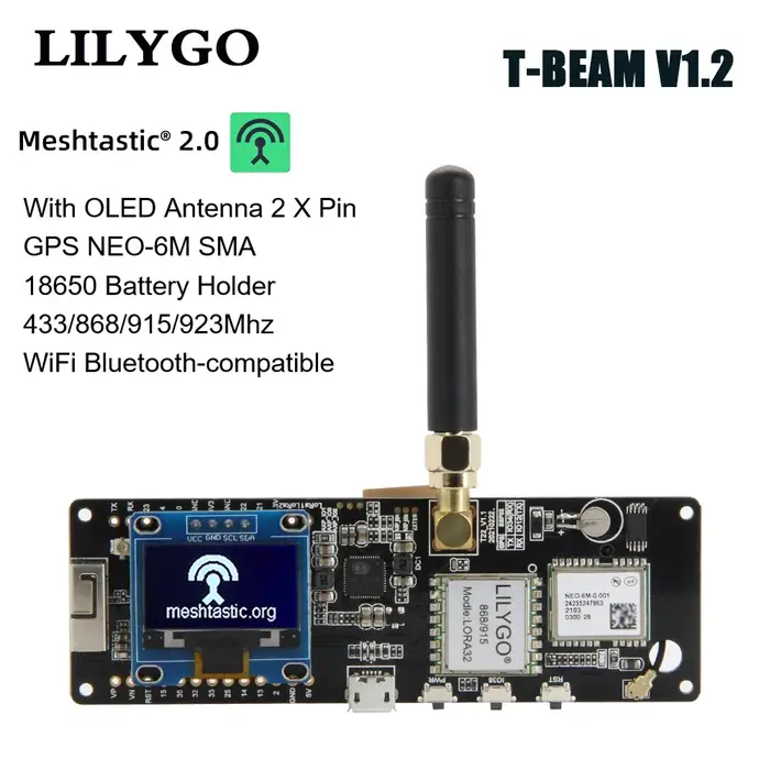 LICircGO®TTGO Meshtastic T-Beam V1.1 ESP32 433/868/915/923Mhz WiFi BT ESP32 GPS NEO-6M SMA 18650 sup