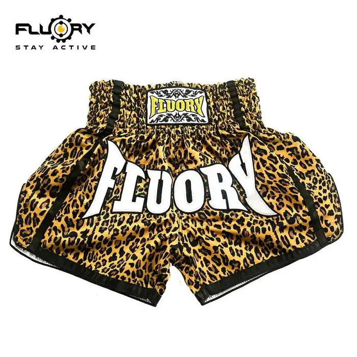 Short de combat imprimé fluoré, short de boxe, patchs brodés, short Muay Thai