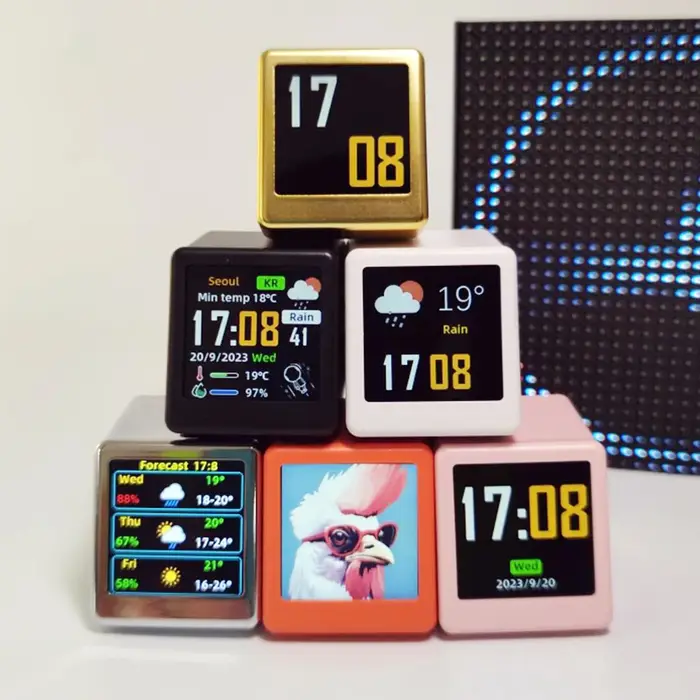 Horloge de Station de prévision météo WIFI intelligente de taille MINI pour la décoration de bureau 