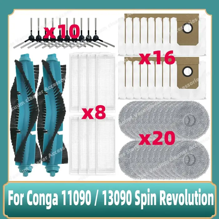 Compatible avec Cecotec Conga 11090 / 13090, pièces Spin Revolution, brosse latérale principale, fil