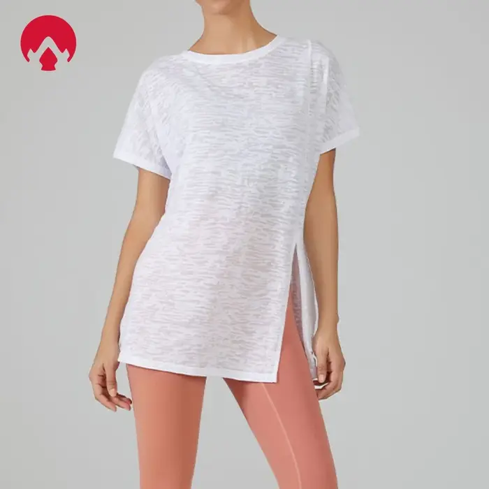 T-shirt de sport fitness manches courtes pour yoga féminin - léger et respirant pour l'entraînement