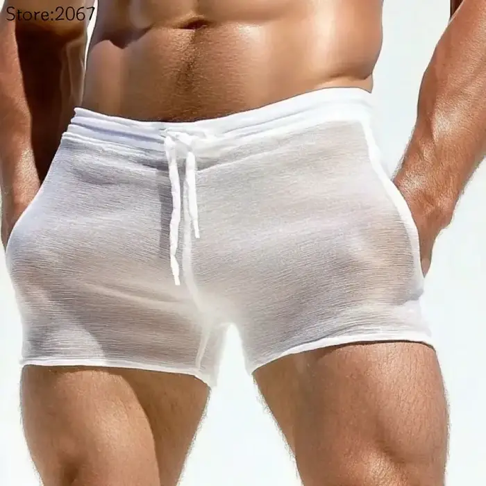 Shorts sexy à lacets pour hommes grandes tailles confortables respirants et tendance pour fitness maison détente