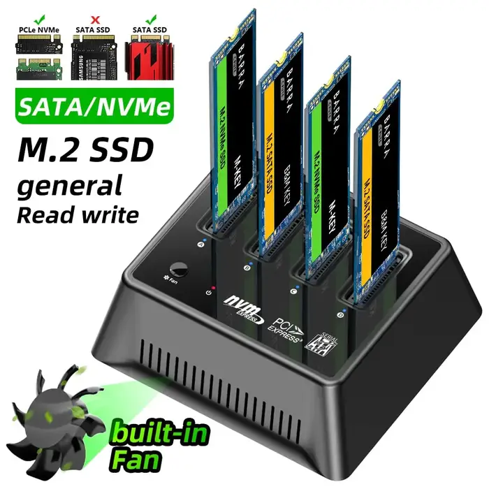 MAIWO 4 baies M2 Nvme Station d'accueil M/B clé type-c 10Gbps M.2 boîtier USB C SSD boîtier NVME et 