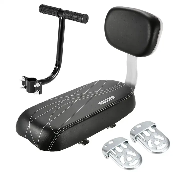 Siège arrière de vélo pour enfant avec poignée accoudoirs repose-pieds tapis de siège dossier intégré sécurité confort vélo enfant randonnée quotidienne