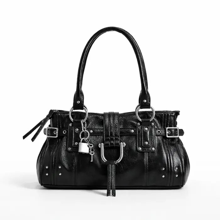 Sac à bandoulière rétro pour femme, grande capacité, sac sous le bras, sac à main de luxe avec rivet