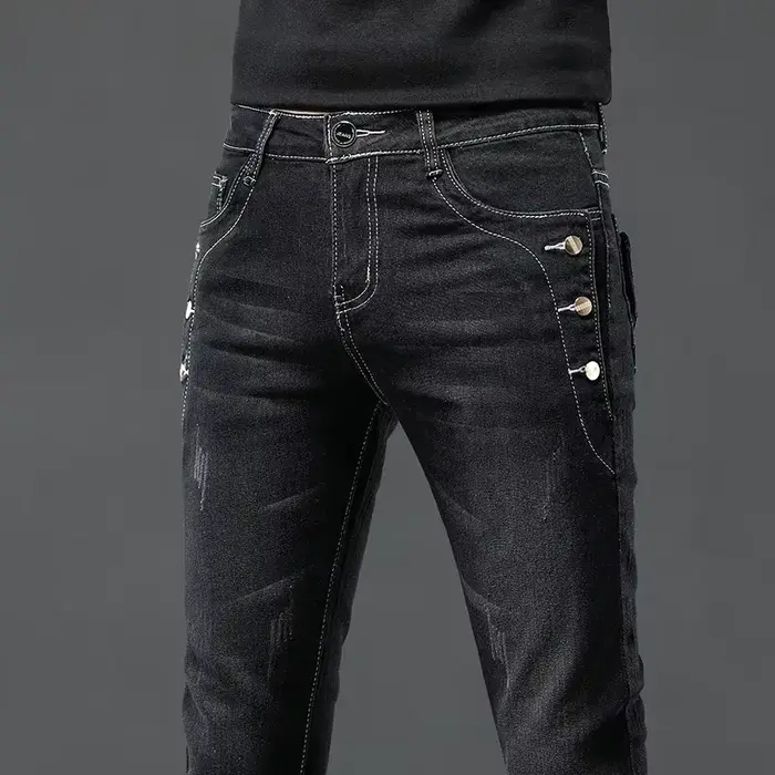 Jean Vintage pour hommes, pantalon crayon droit extensible, mode coréenne, lavage flocon de neige, c