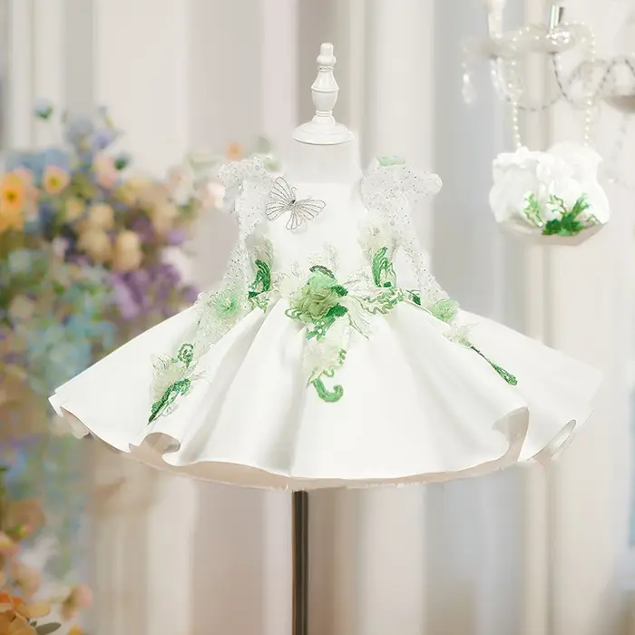 Nouvelle Robe de Princesse pour Bébé Fille 2026, Robe Tutu à Fleurs et Perles pour Fête d'Anniversai