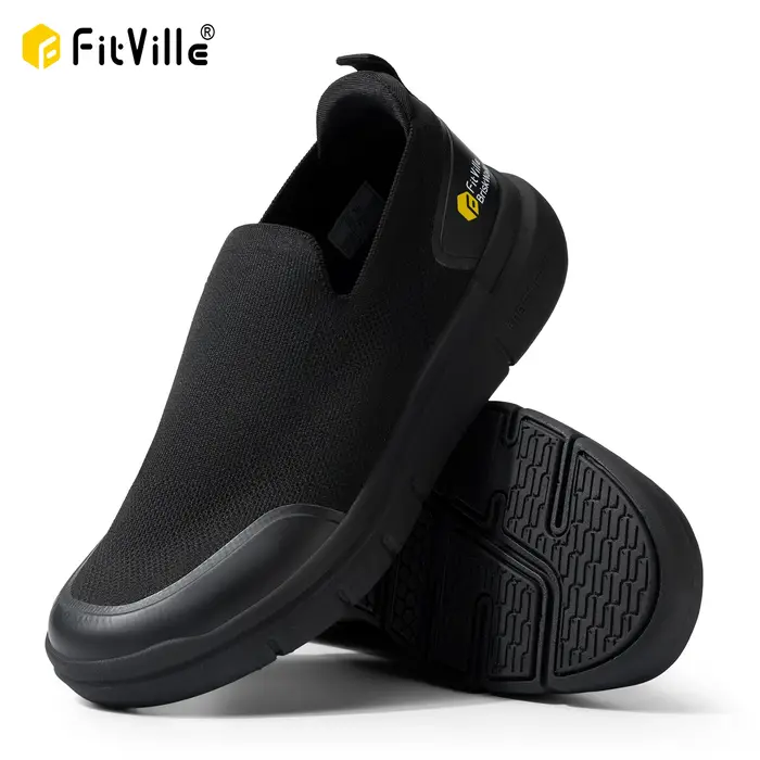 FitVille chaussures de marche pour hommes chaussures de fasciite plantaire Extra larges légères pour