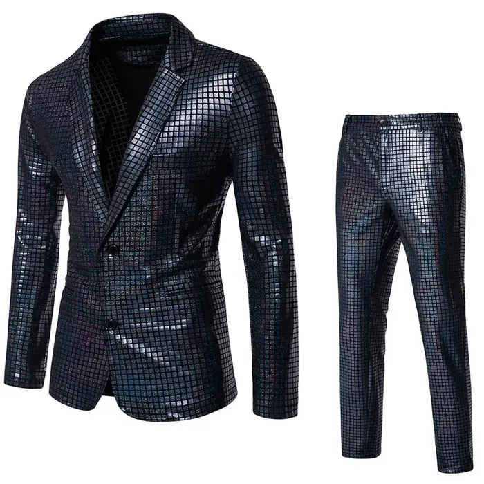À la mode nouveaux hommes paillettes marquage à chaud costume Disco Cosplay fête scène discothèque b