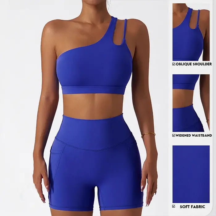 Soutien-gorge de yoga femme à sangle unique - Confortable sans armature avec coussinets - Fitness extensible