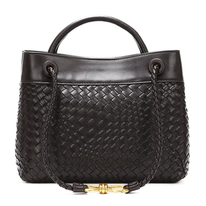 Sac fourre-tout tissé pour femmes, sac à main à bandoulière en cuir végétalien, sacs à main à poigné